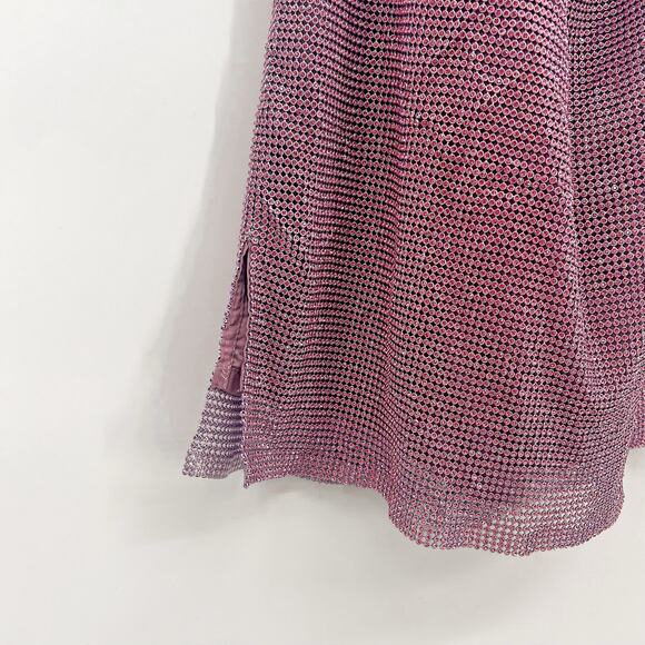 Meshki Meilani Low Back Diamante Mesh Dress Pink Small - Picture 4 of 9